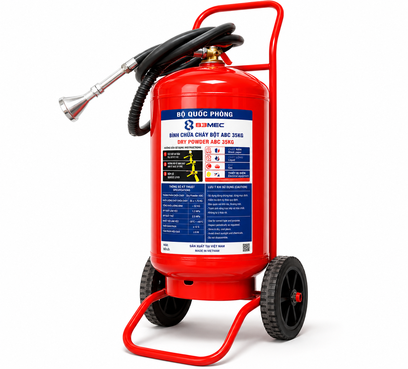 Bình chữa cháy 83MEC/ Bộ Quốc Phòng bột ABC 35kg (Tem kiểm định) Bình chữa cháy 83MEC/ Bộ Quốc Phòng bột ABC 35kg (Tem kiểm định)