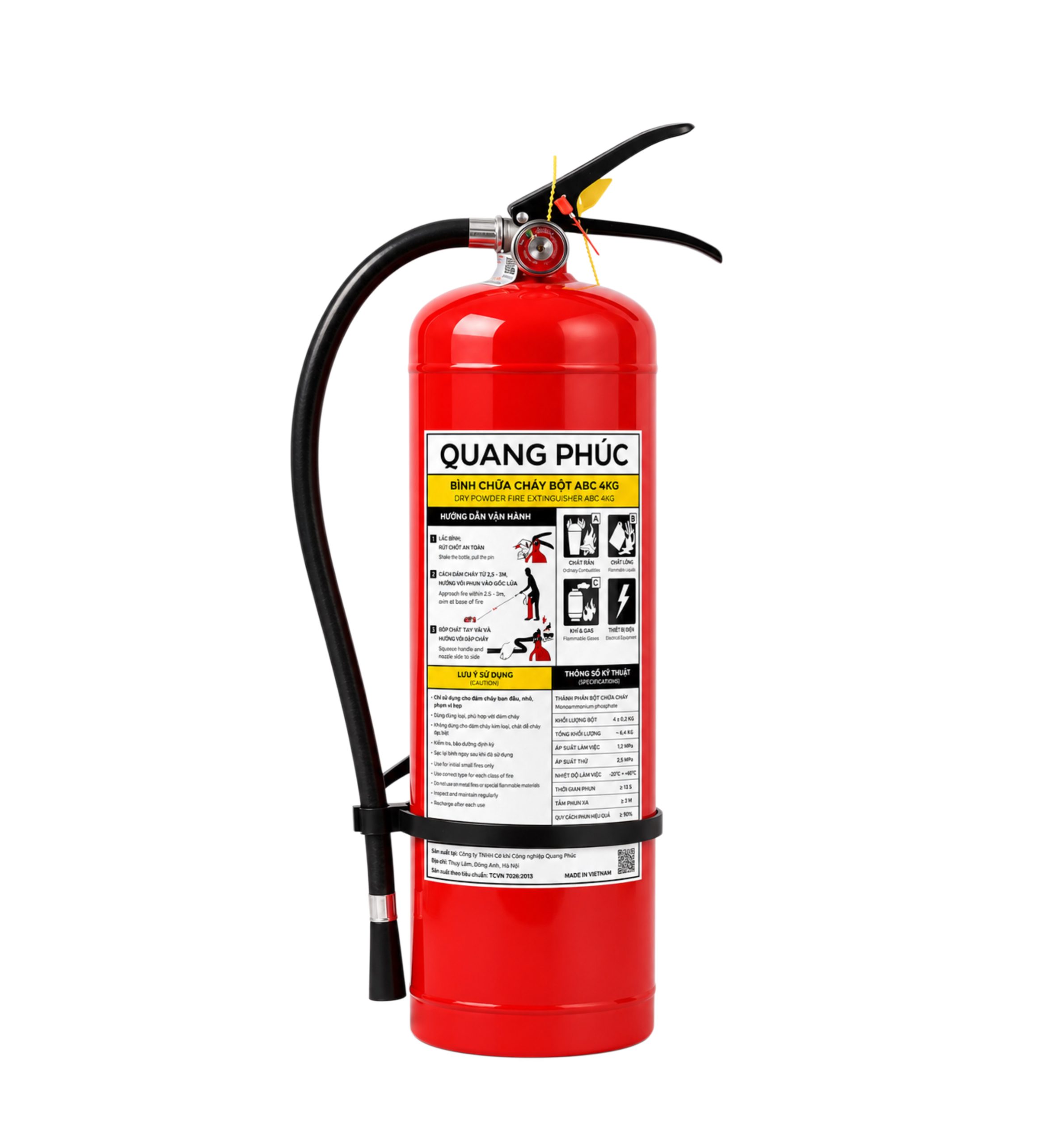 Bình chữa cháy bột ABC 4kg Quang Phúc (Tem PCCC) Bình chữa cháy bột ABC 4kg Quang Phúc (Tem PCCC)
